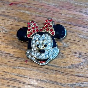Vintage Disney Minnie Mouse Clear & Red Rhinestone Fashion Pin